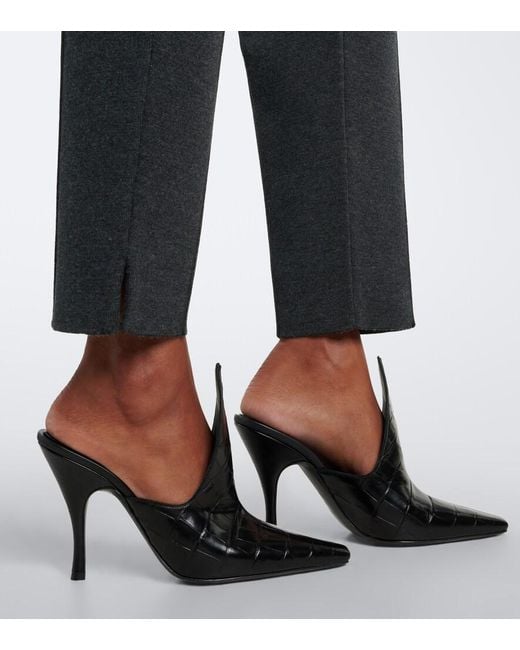 Alaïa Black Croc-Effect Leather Mules