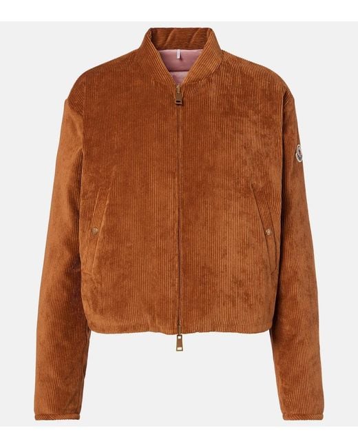Moncler Brown Blageon Corduroy Down Bomber Jacket