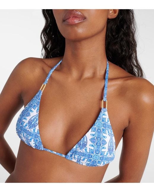 Melissa Odabash Blue Bedrucktes Bikini-Oberteil Cancun