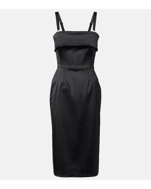 Dolce & Gabbana Black Satin Midi Dress