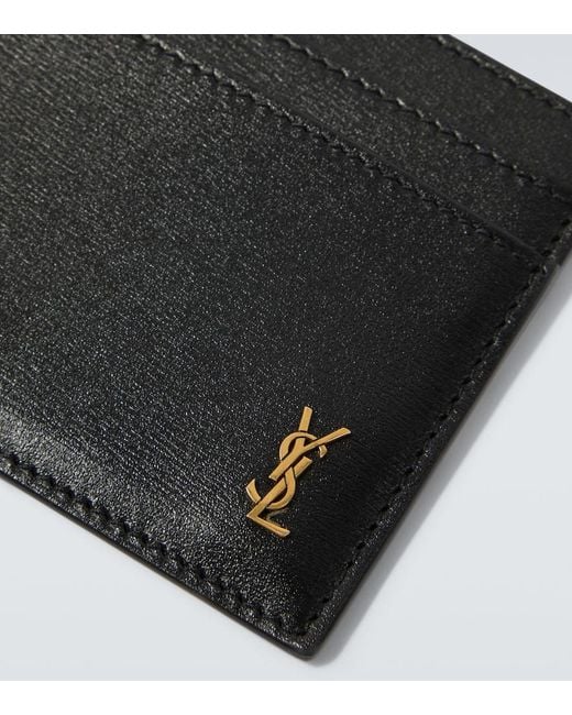 Saint Laurent Black Cassandre Leather Card Case for men