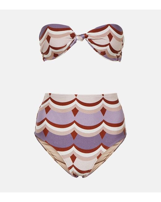 Adriana Degreas Pink Bedruckter Bikini Vintage Waves