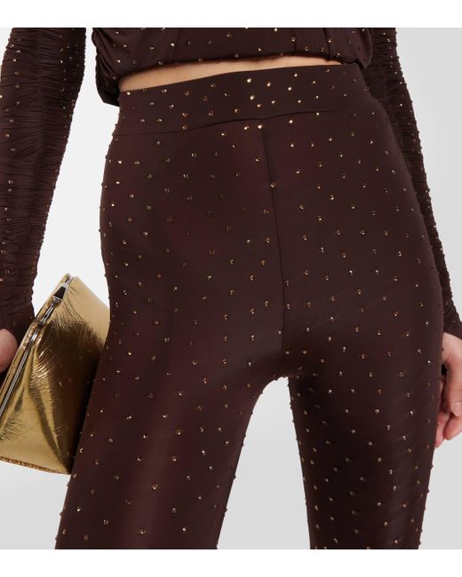 Alex Perry Brown Rane Embellished Jersey Tights