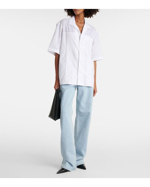 MARINE SERRE White Regenerated Household Cotton Bowling Shirt
