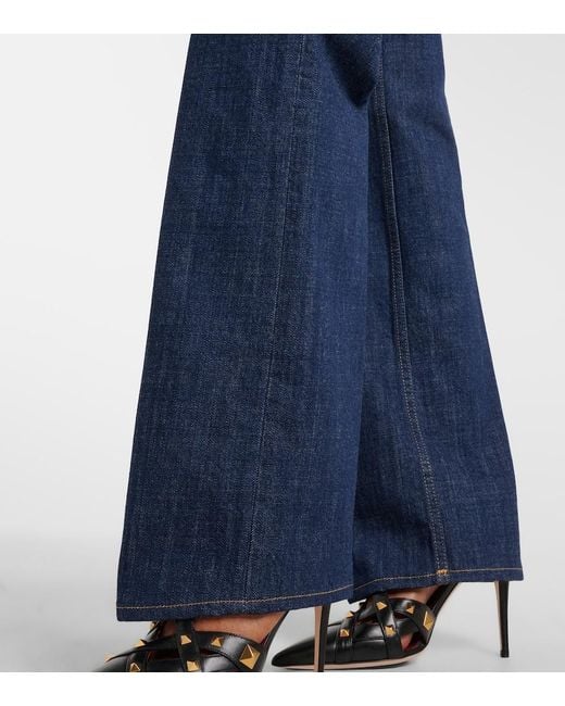 Valentino Blue High-Rise Straight Jeans