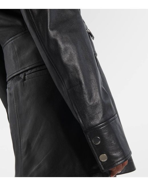 Sportmax Black Toscana Shearling-Trimmed Leather Jacket