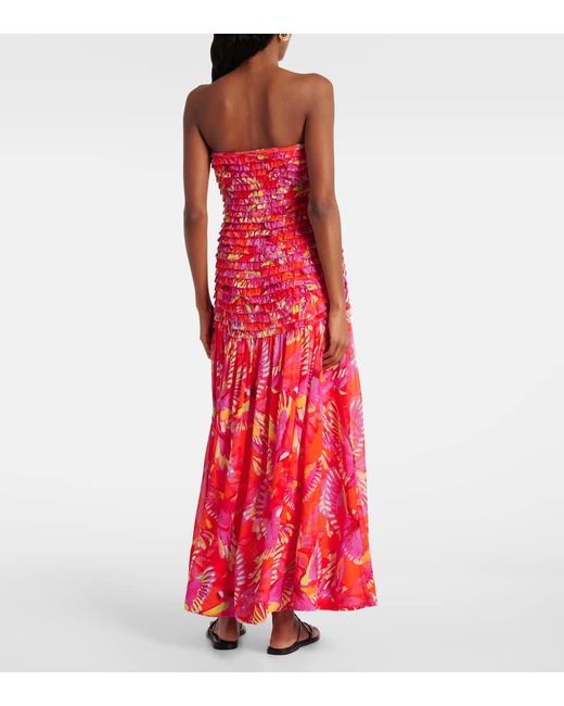 Farm Rio Bird Pattern FARM Rio Flying Birds Ruched Maxi Dress in Red | Lyst