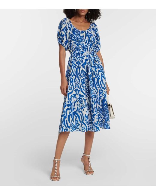 Velvet Blue Madilyn Printed Cotton Midi Dress