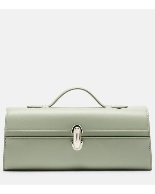 SAVETTE Green Tote Bag Slim Symmetry Aus Leder