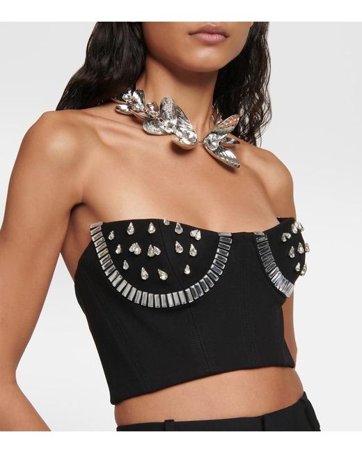 Area Black Crystal-Embellished Bustier