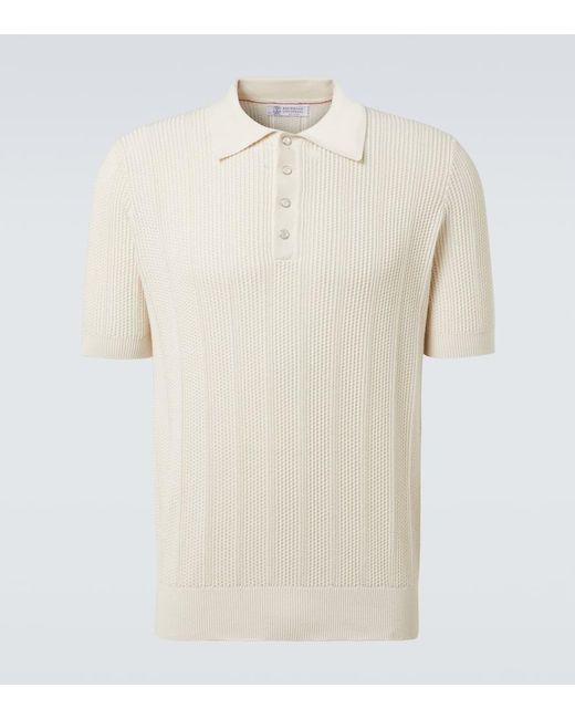Polo En Punto De Algodon Brunello Cucinelli de hombre de color White