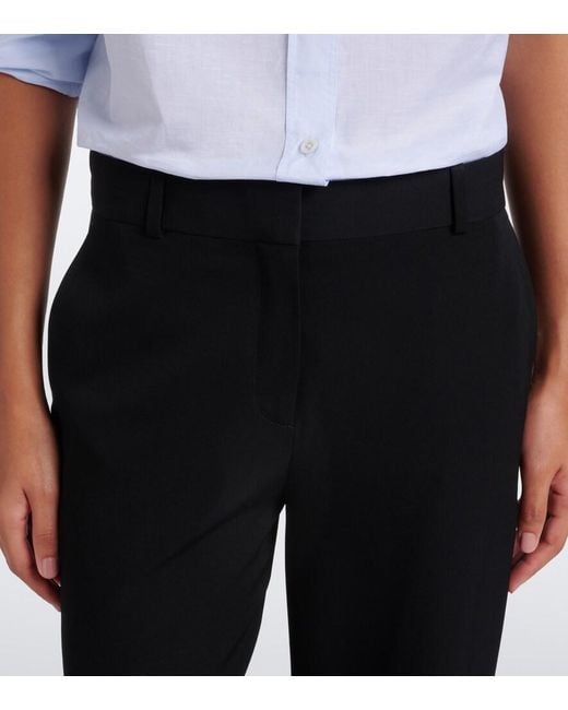 The Row Black Coleman Wool Gabardine Straight Pants