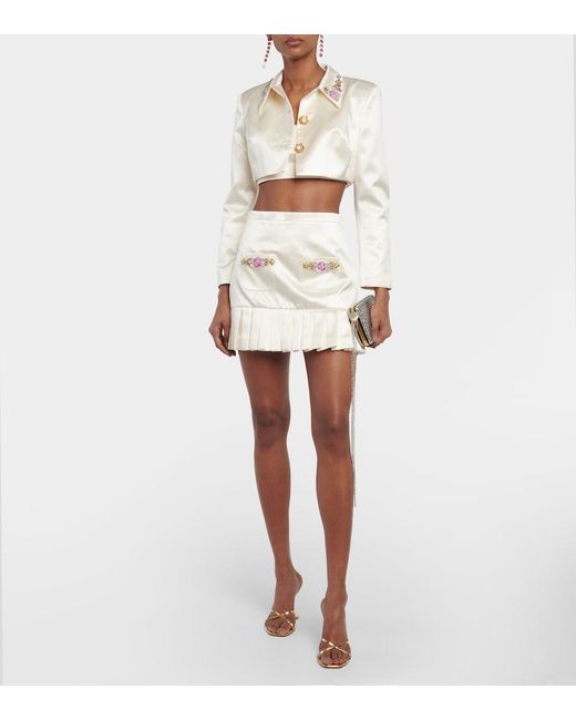 Miss Sohee White Bridal Embellished Silk Jacket And Top Set