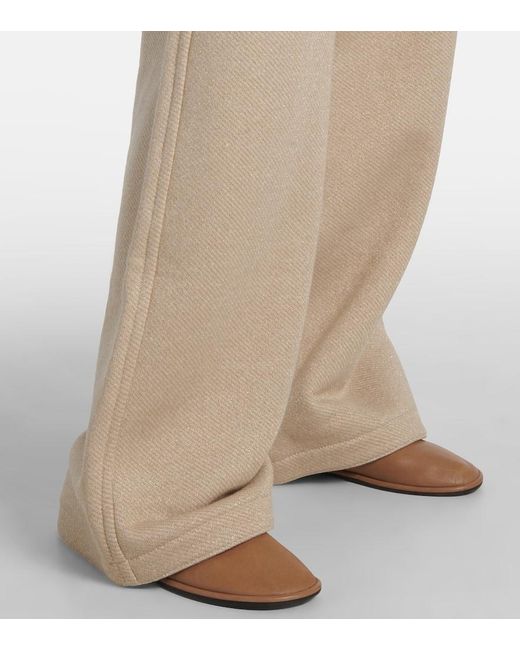 Pantalones Anchos En Mezcla De Algodon Max Mara de color Natural