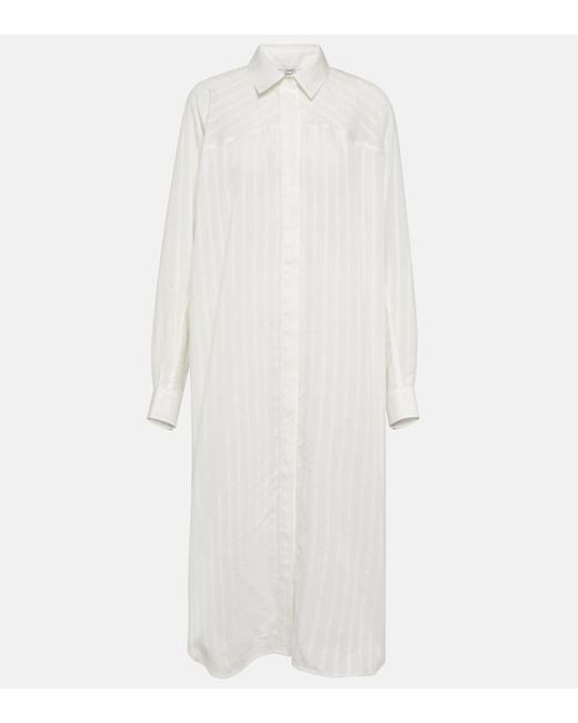 Totême White Striped Jacquard Shirt Dress