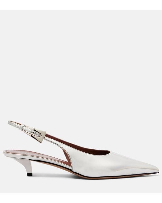 Paris Texas White Jessica Mirrored Leather Slingback Pumps