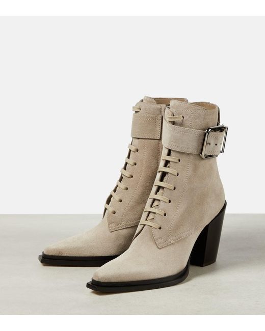 Jimmy Choo Natural Myos Suede Ankle Boots