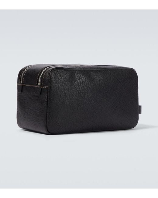 Brunello Cucinelli Black Leather Toiletry Bag for men