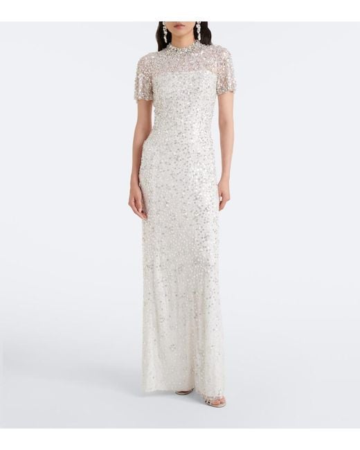 Jenny Packham White Orchid Embellished Gown