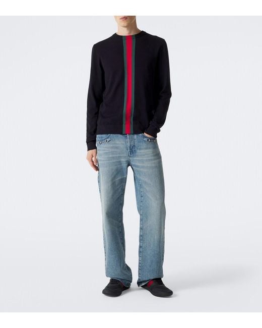 Gucci Black Screener Leather-Trimmed Sneakers for men
