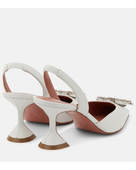 AMINA MUADDI Pink Begum 70 Leather Slingback Pumps