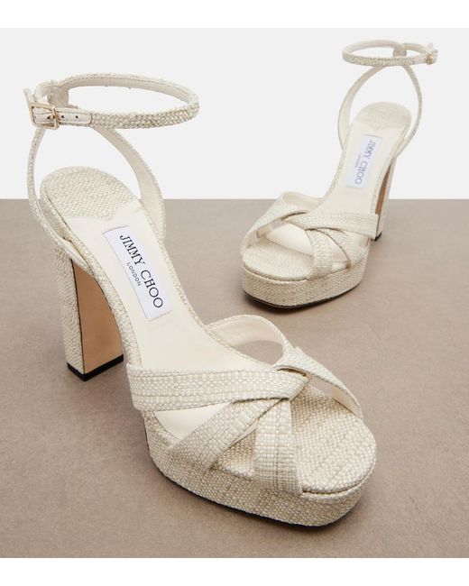 Jimmy Choo White Kove Woven Platform Sandals