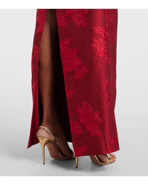 Rebecca Vallance Red Henrietta Brocade Bustier Gown
