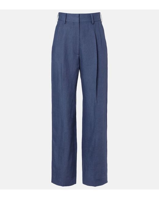 Blazé Milano Blue Fox Linen Straight Pants