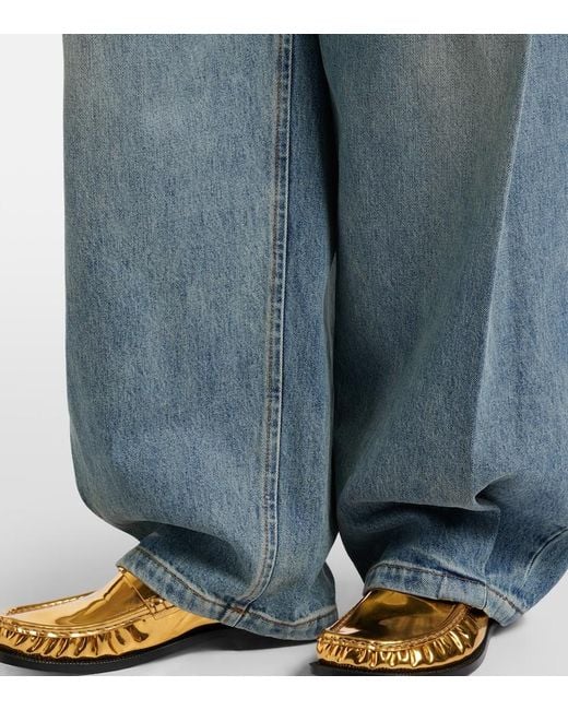 Loewe Blue Pleated Wide-Leg Jeans
