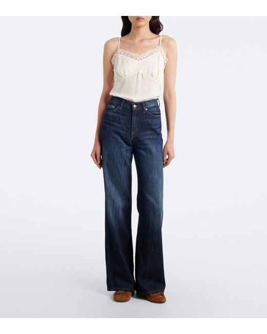 7 For All Mankind Blue Lotta Wide-Leg Jeans