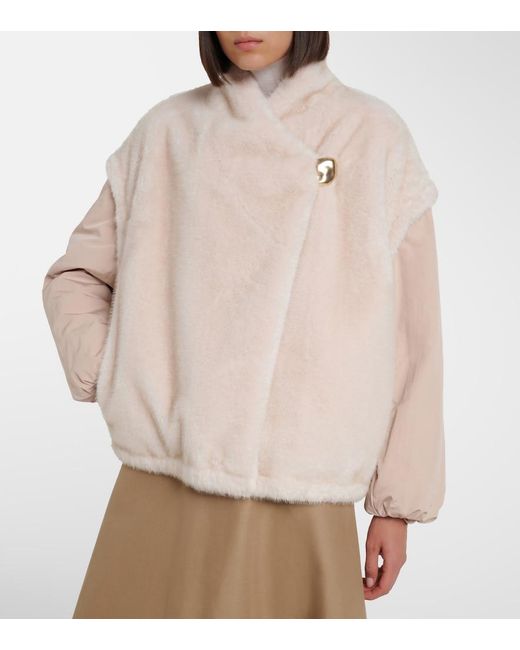 Moncler Natural Chardonneret Fleece Down Jacket