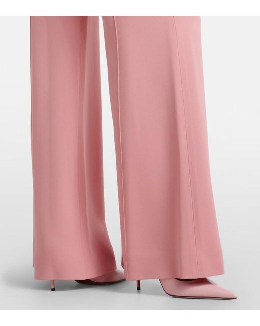 Elie Saab Pink High-Rise Cady Wide-Leg Pants