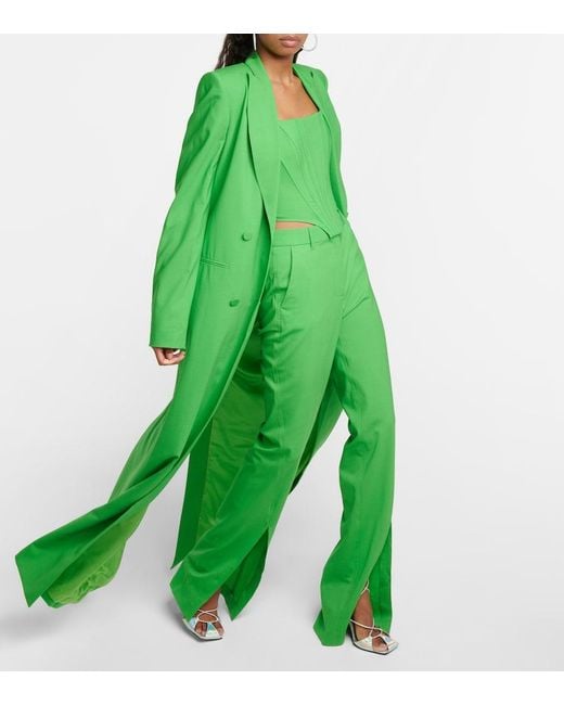 GIUSEPPE DI MORABITO Green High-Rise Wool-Blend Pants