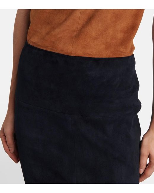 Stouls Blue Gin Suede Pencil Skirt