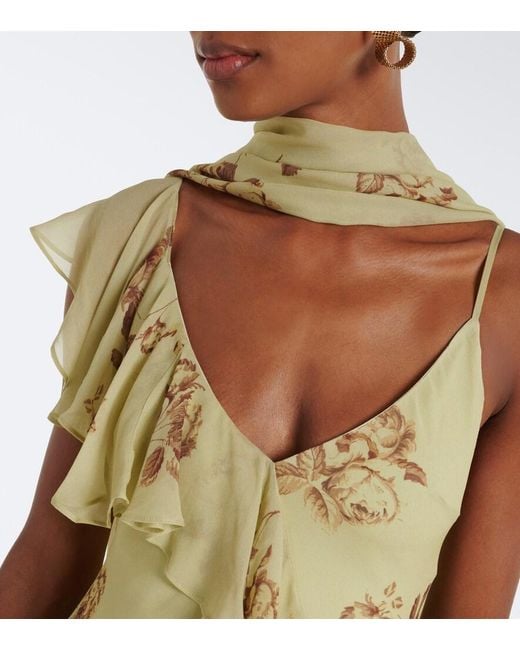 De La Vali Metallic Mayara Floral Georgette Maxi Dress