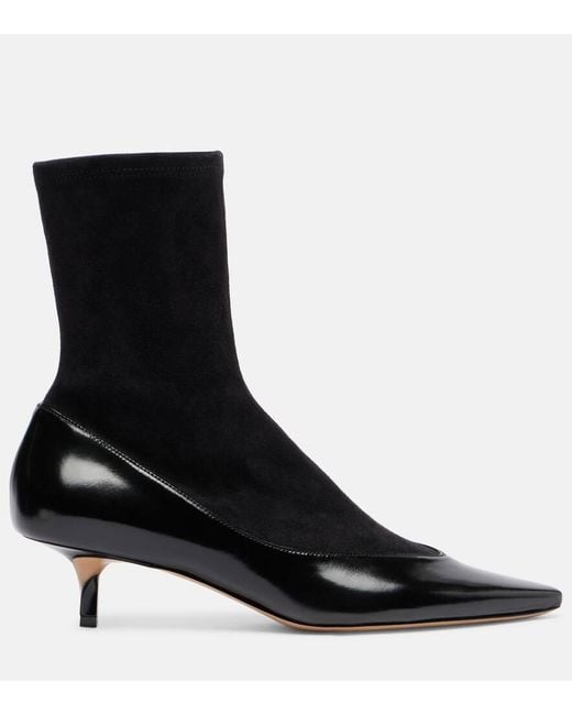 Jacquemus Black Tourni Leather And Suede Ankle Boots