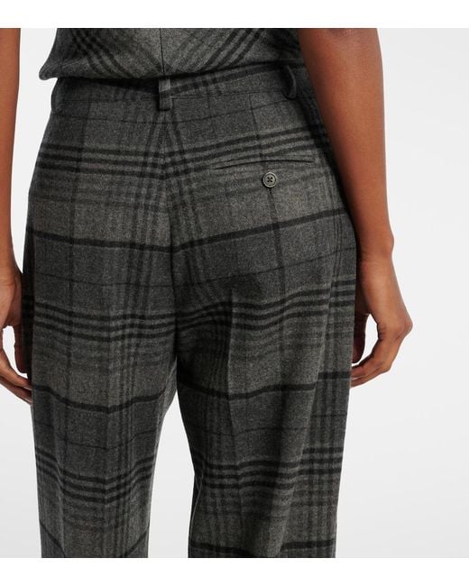 Ralph Lauren Black Jody Checked Wool Wide-Leg Pants