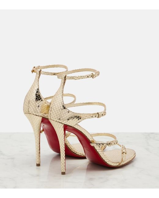 Christian Louboutin Metallic Millenium Snake-Effect Leather Sandals