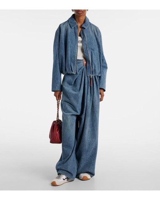 Loewe Blue Draped Wide-Leg Jeans