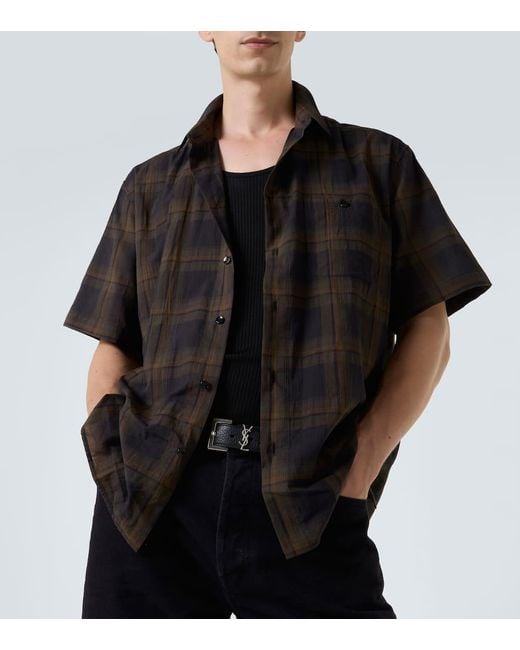 Chemise En Coton A Carreaux Saint Laurent pour homme en coloris Black