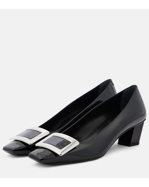Roger Vivier Black Belle Vivier 45 Patent Leather Pumps