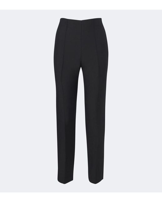 Roland Mouret Blue Wool And Silk Cropped Slim Pants