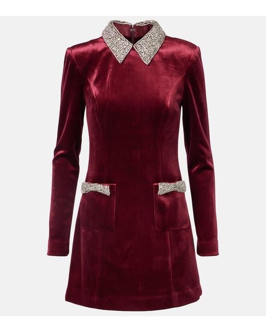 Rebecca Vallance Red Minikleid Edwiena Aus Samt Mit Kristallen