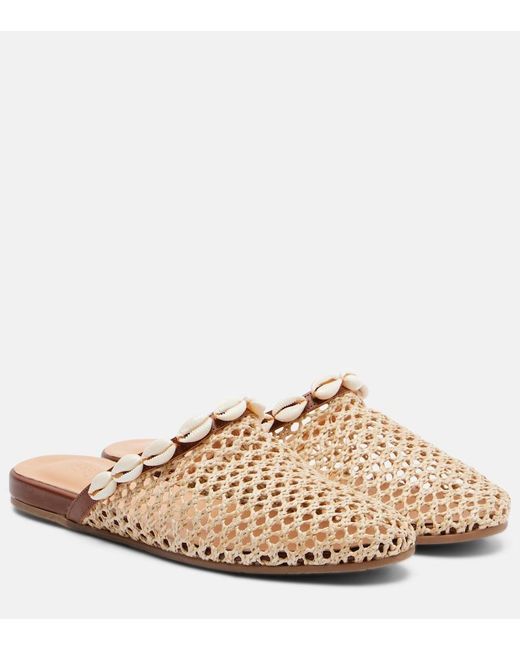 Ancient Greek Sandals Natural Slipper Embellished Raffia Mules