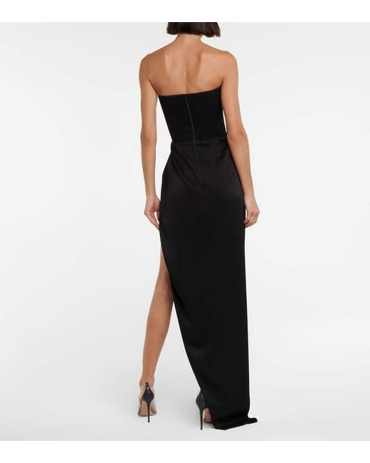Alex Perry Black Ledger Strapless Draped Satin-crepe Gown