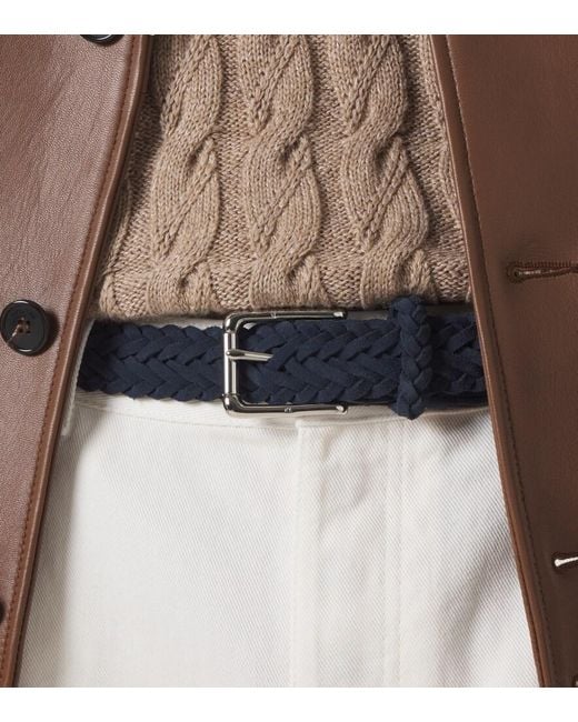 Ralph Lauren Blue Braided Suede Belt for men