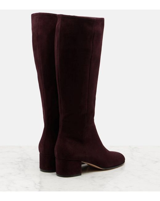 Gianvito Rossi Red Joelle Suede Knee-High Boots