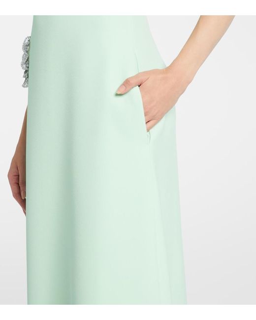 Safiyaa Green Priscilla Embellished Crepe Gown