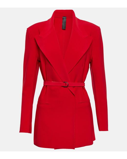 Norma Kamali Red Double-breasted Jersey Blazer