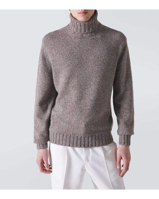 Zegna Gray Cashmere Turtleneck Top for men